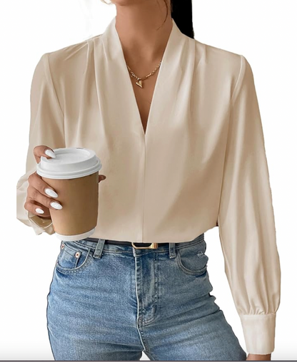 Trendy Work V Neck Loose Blouse