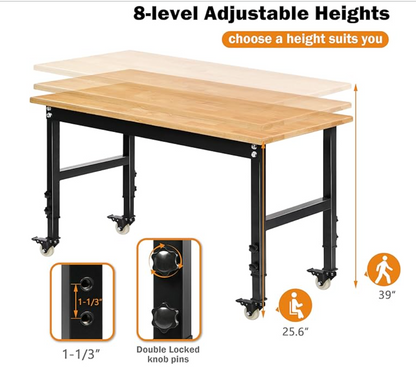 Heavy-Duty Adjustable Workbench for Garage