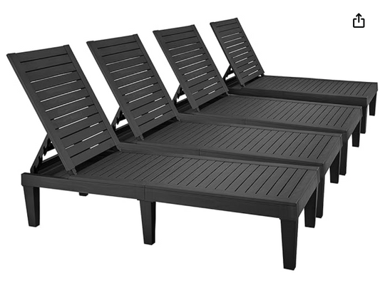 Outdoor Lounge Chairs Set of 4 with Adjustable Backrest