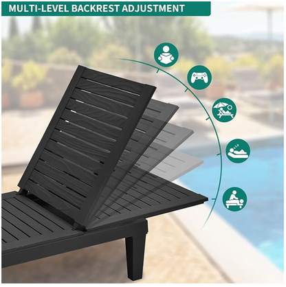 Outdoor Lounge Chairs Set of 4 with Adjustable Backrest