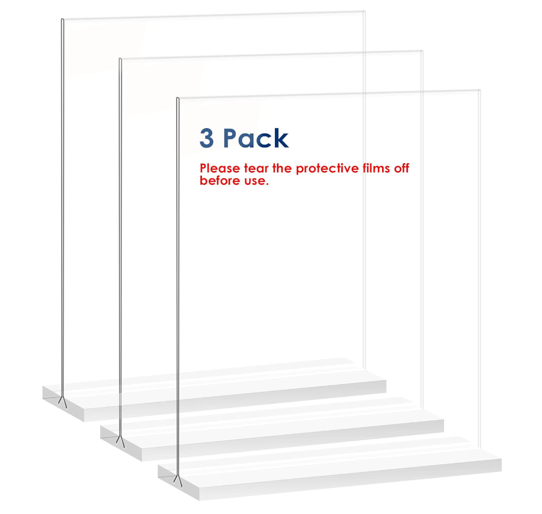 Acrylic Sign Holder 3 Pack