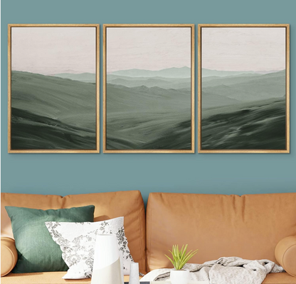 Wall Art Set Rolling Green Mountain Hill Environment