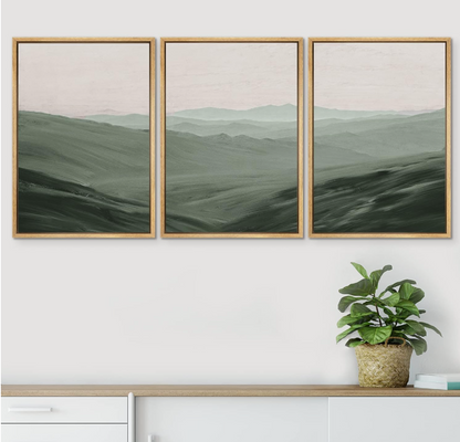 Wall Art Set Rolling Green Mountain Hill Environment